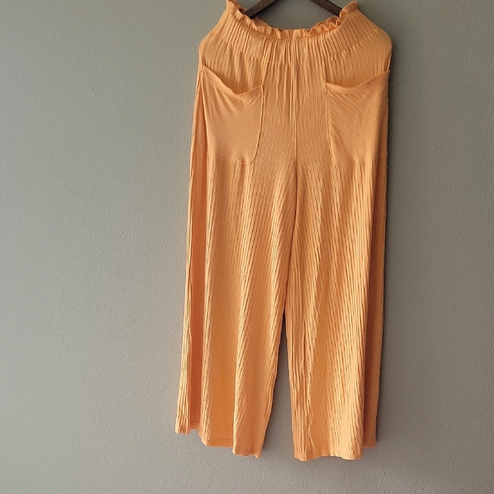 FP Movement by Free People Wide Leg Pleated Pants in Orange Small